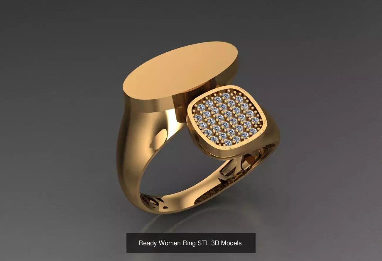 Women Gold Ring Models 100pcs 3D Model Collection_16