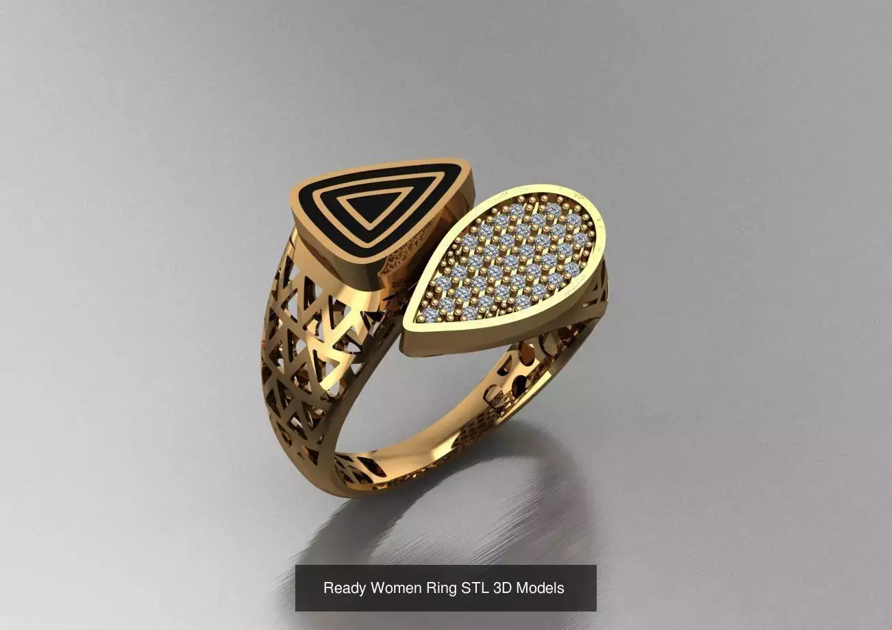 Women Gold Ring Models 100pcs 3D Model Collection_23