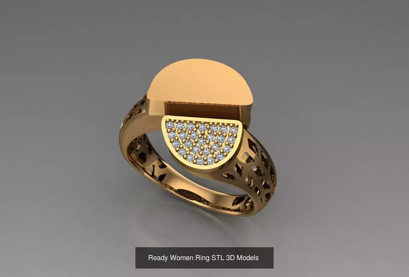 Women Gold Ring Models 100pcs 3D Model Collection_40