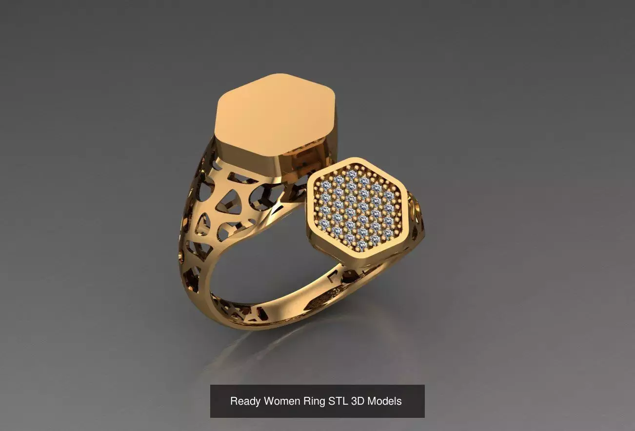 Women Gold Ring Models 100pcs 3D Model Collection_68