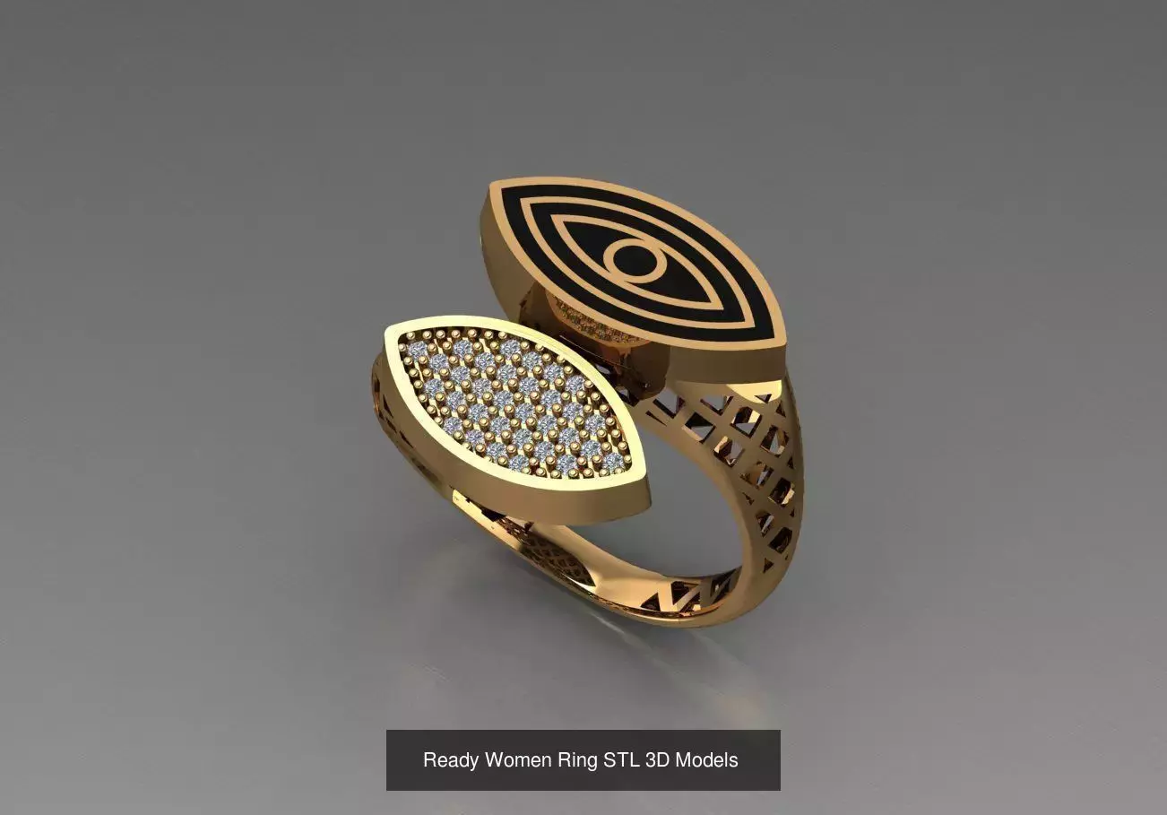 Women Gold Ring Models 100pcs 3D Model Collection_33