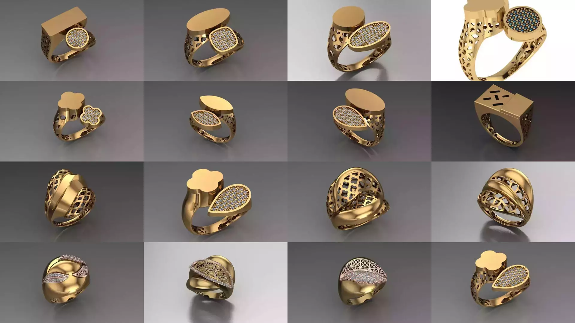 Women Gold Ring Models 100pcs 3D Model Collection_3