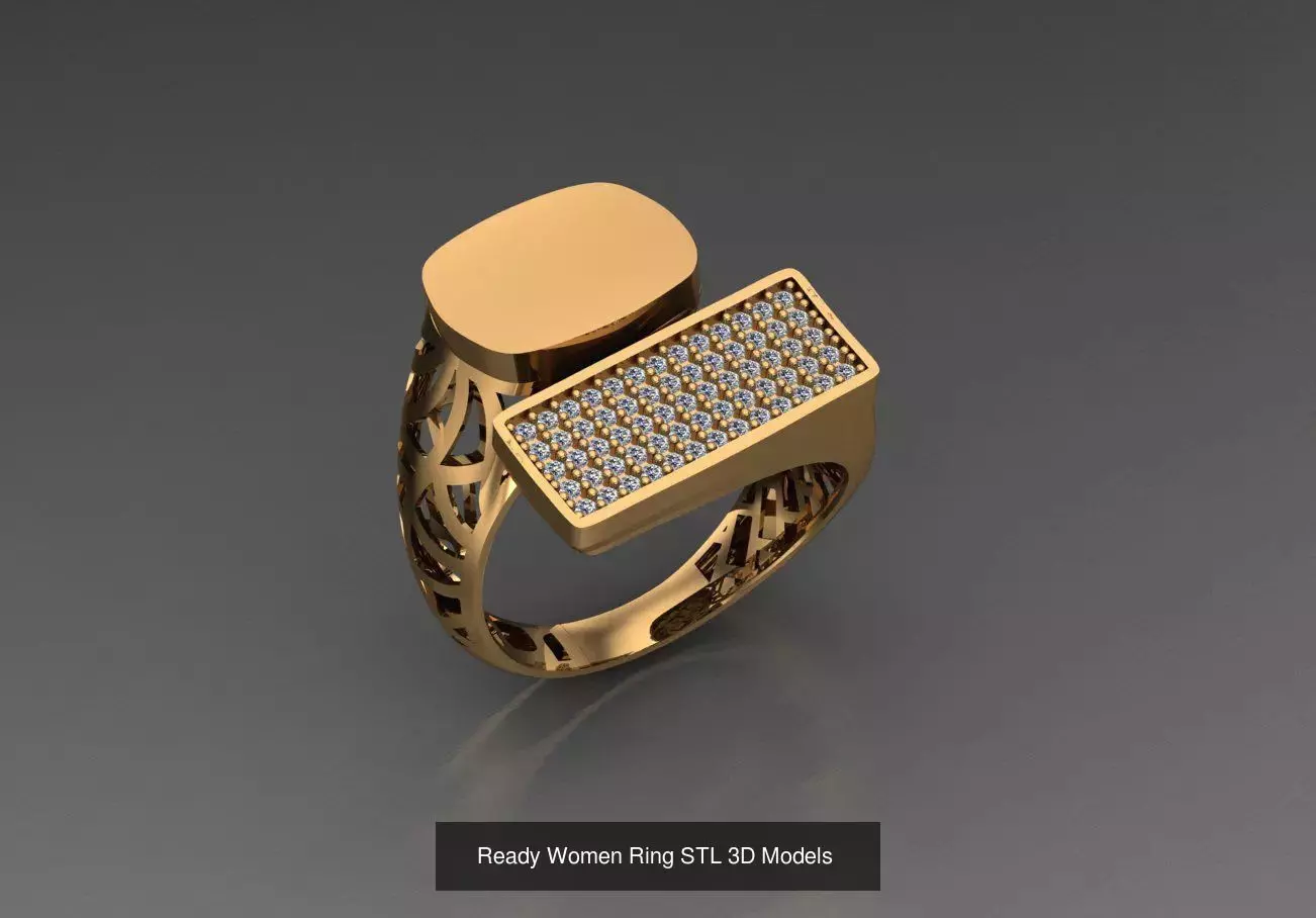 Women Gold Ring Models 100pcs 3D Model Collection_66
