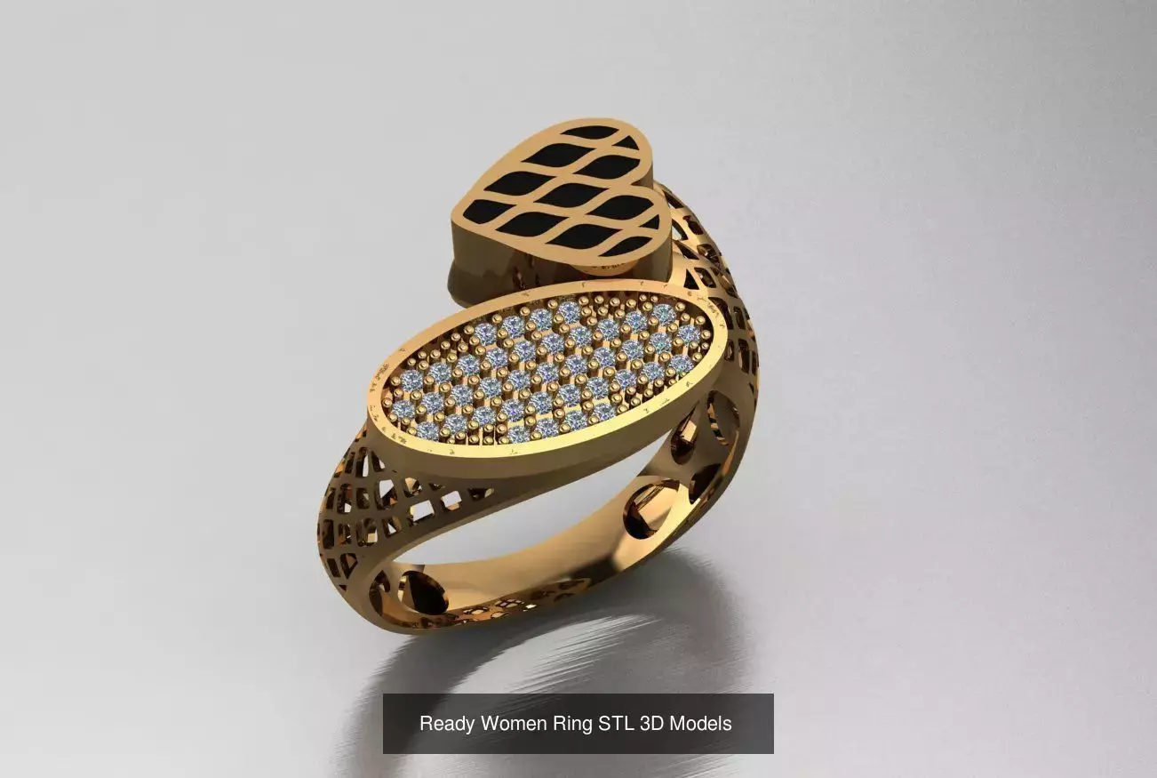 Women Gold Ring Models 100pcs 3D Model Collection_18