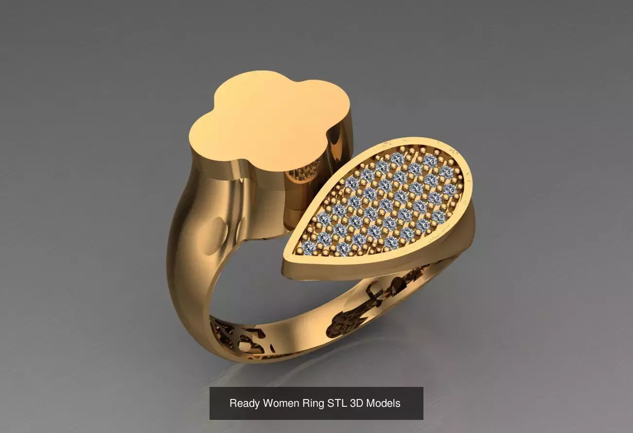 Women Gold Ring Models 100pcs 3D Model Collection_54