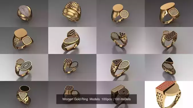 Women Gold Ring Models 100pcs 3D Model Collection Women Gold Ring Models 100pcs 3D Model Collection
