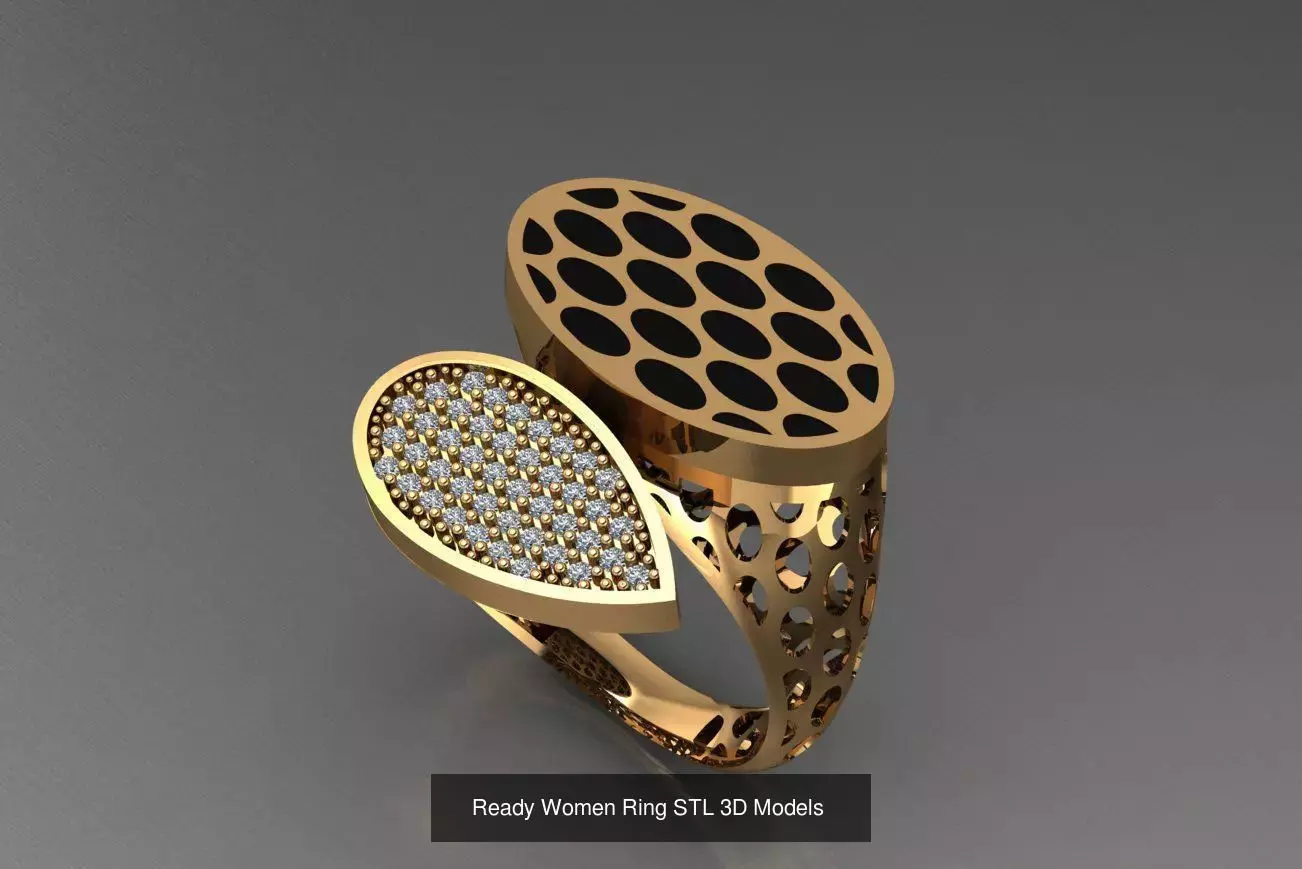 Women Gold Ring Models 100pcs 3D Model Collection_35