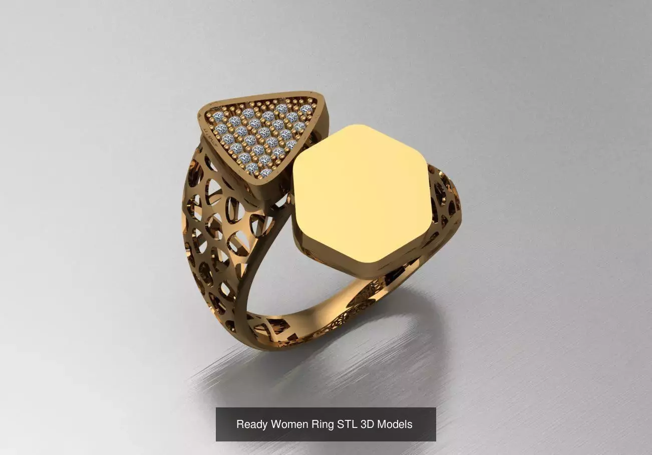 Women Gold Ring Models 100pcs 3D Model Collection_63