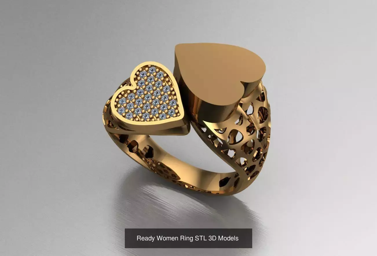 Women Gold Ring Models 100pcs 3D Model Collection_42