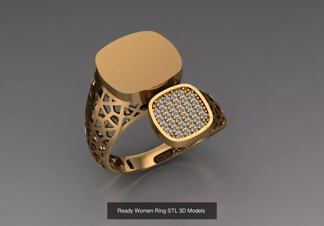 Women Gold Ring Models 100pcs 3D Model Collection_17