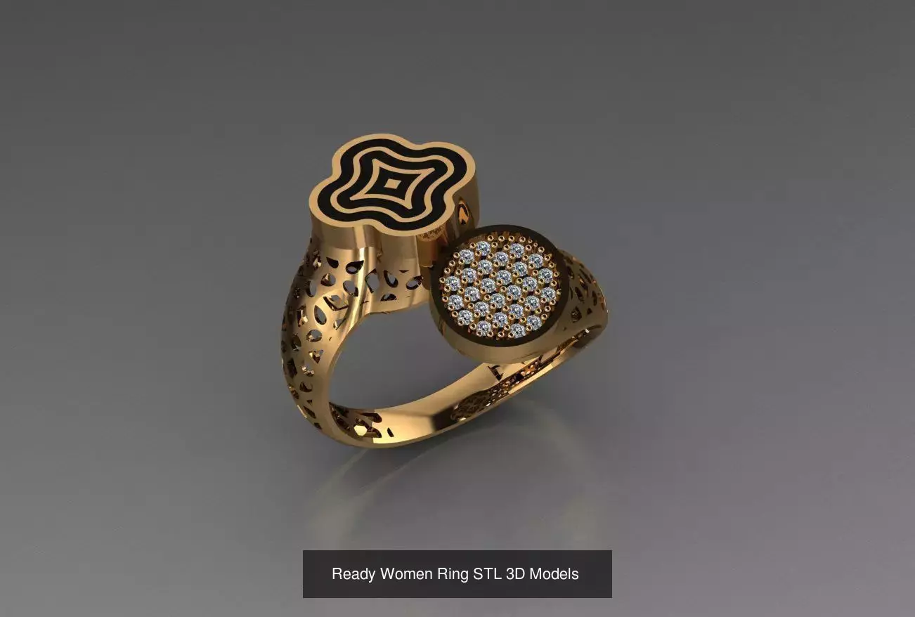 Women Gold Ring Models 100pcs 3D Model Collection_26