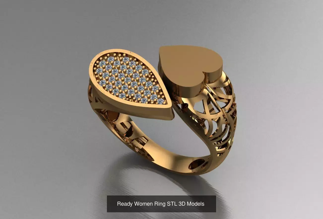 Women Gold Ring Models 100pcs 3D Model Collection_44