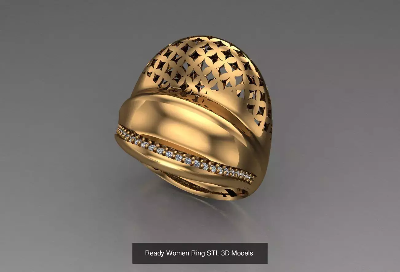 Women Gold Ring Models 100pcs 3D Model Collection_14