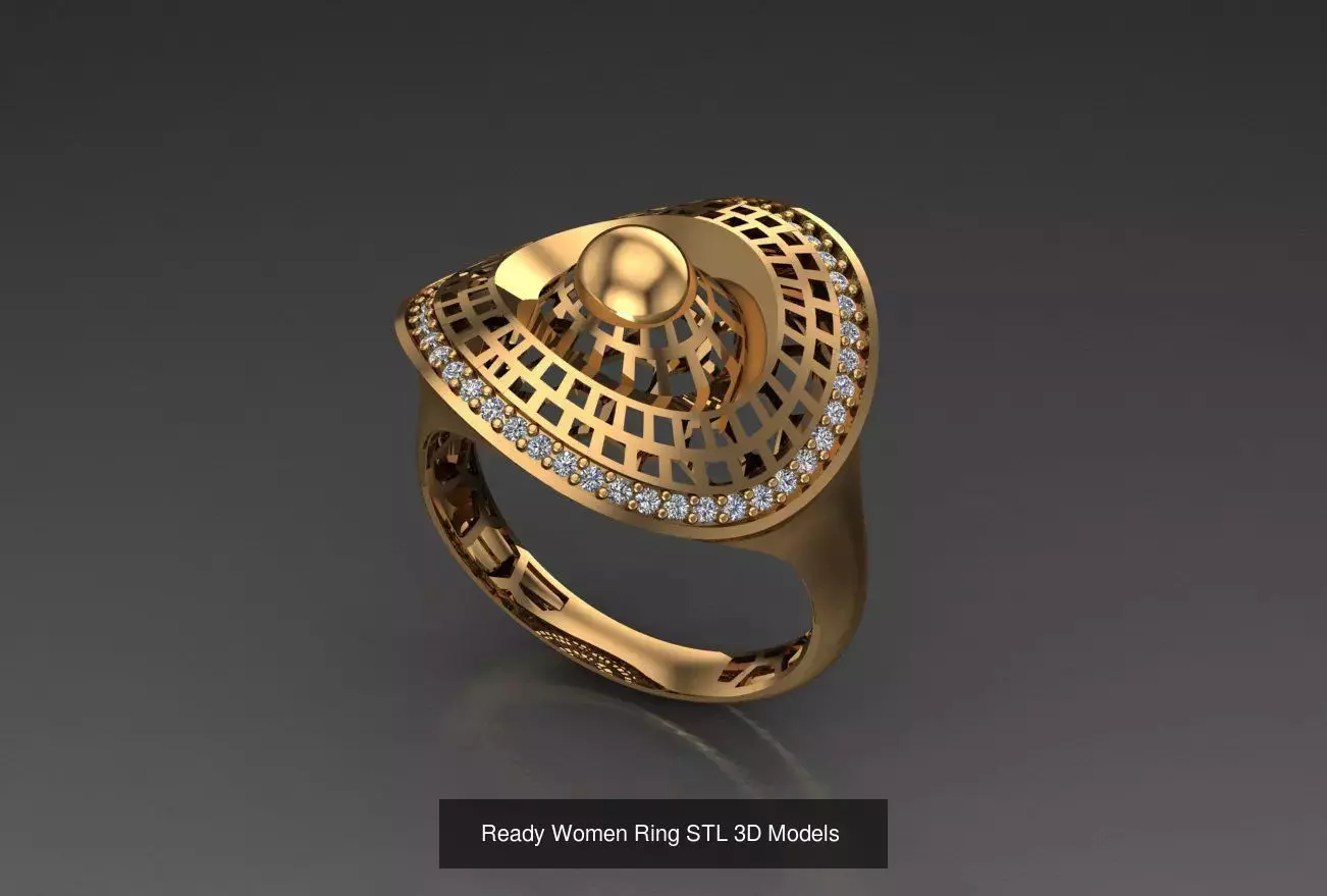 Women Gold Ring Models 100pcs 3D Model Collection_36