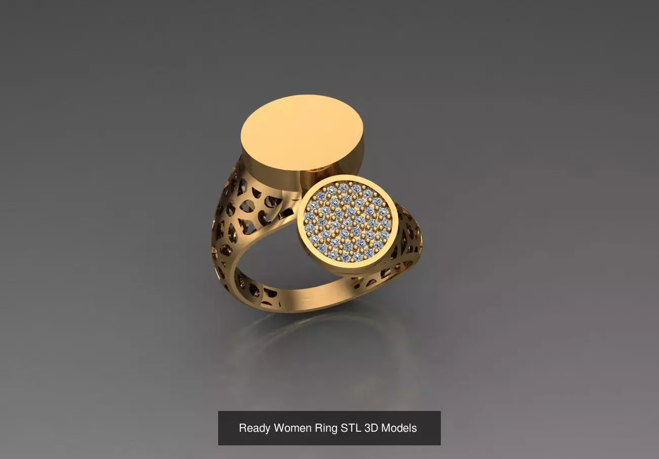 Women Gold Ring Models 100pcs 3D Model Collection_73