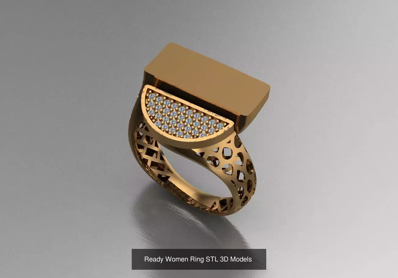 Women Gold Ring Models 100pcs 3D Model Collection_67