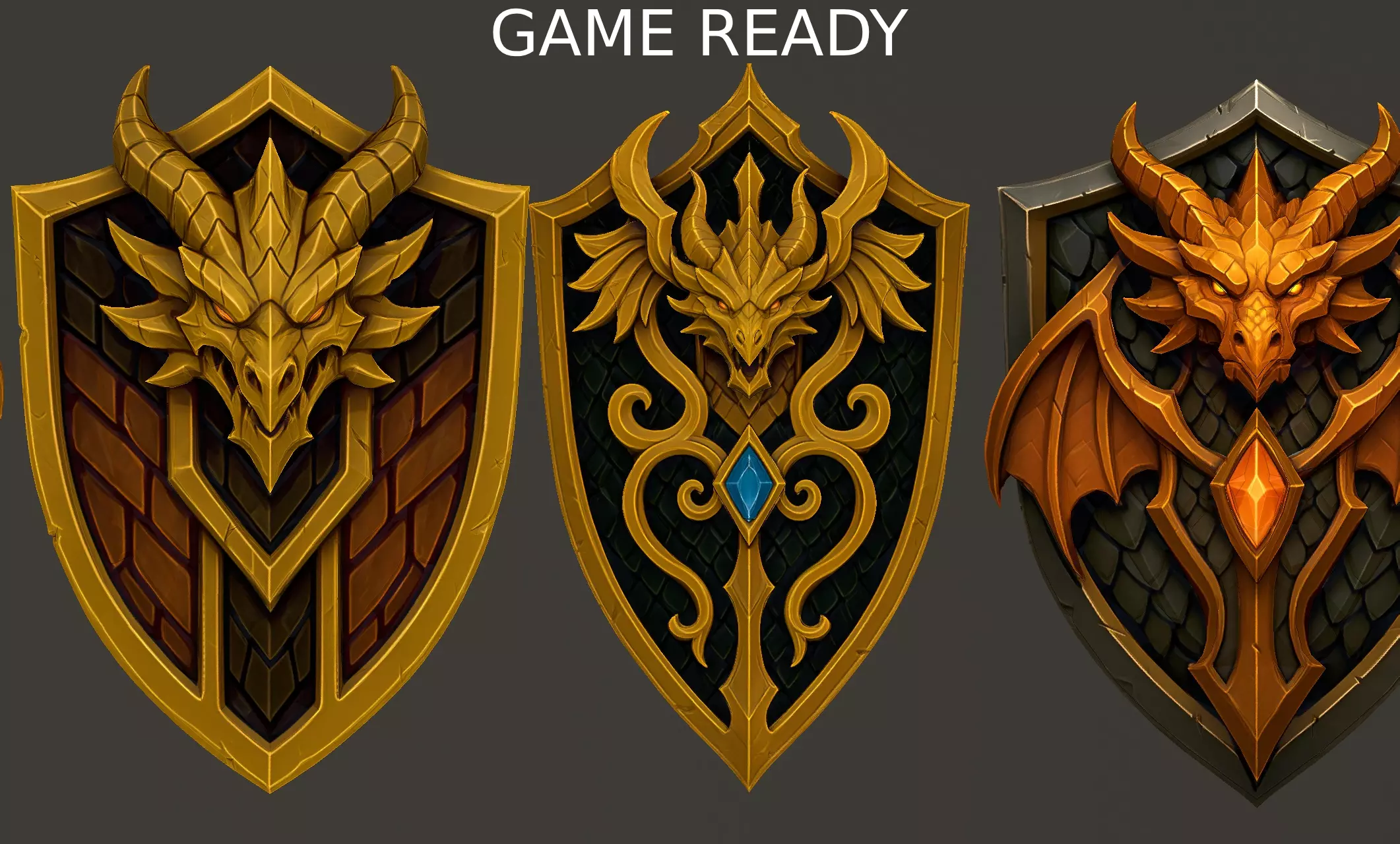 Stylized dragon Shields Low-poly 3D model