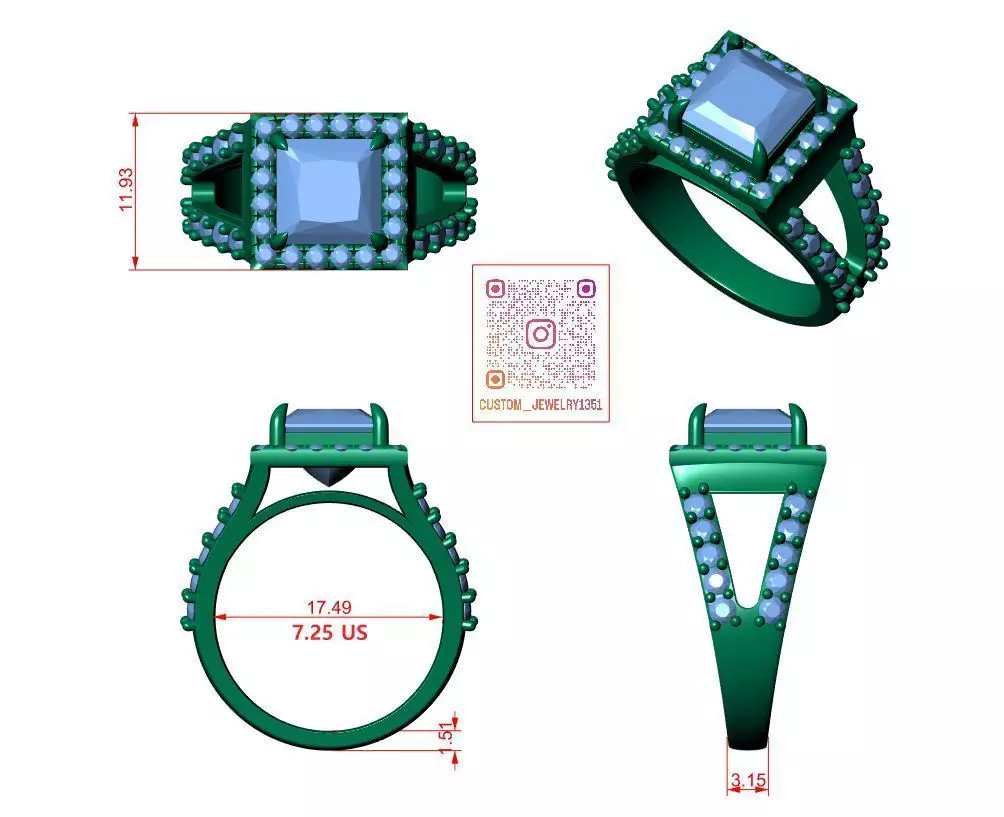 princess engagement ring 3D print model_6