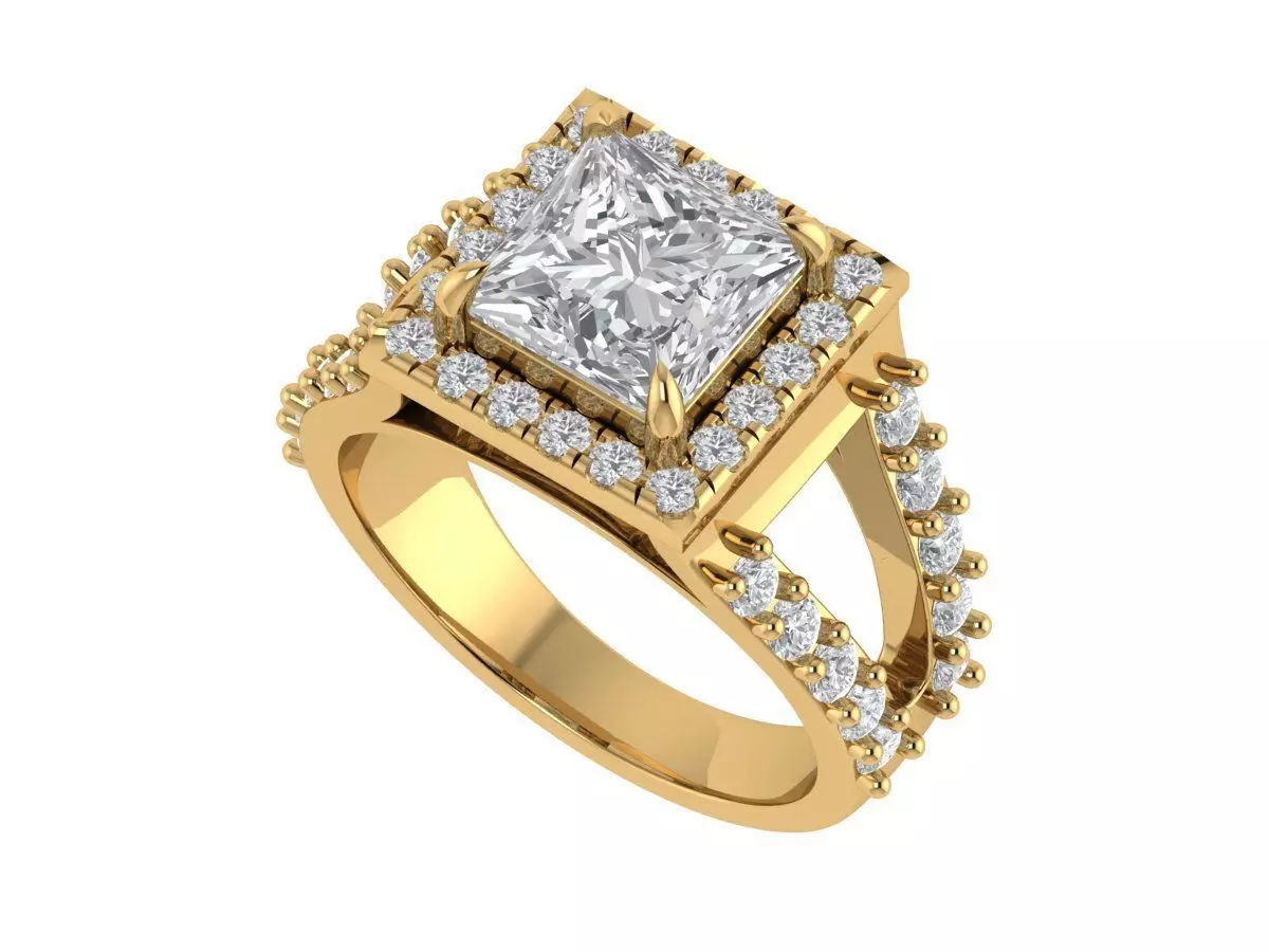 princess engagement ring 3D print model_2