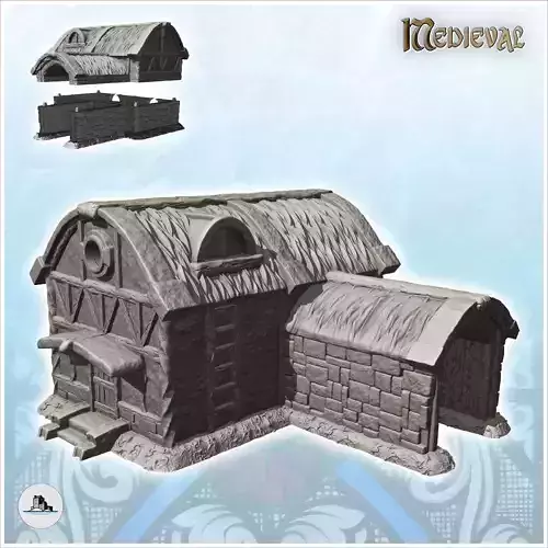 Medieval house with ladder and stable for animals 8 - Medieval G