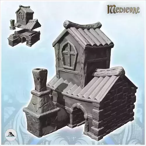 Blacksmiths shop in cut stone with arch in the center 11 - Medie