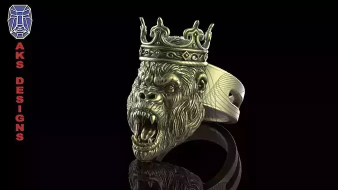 Ring jewelry monkey ape king v182 3D print model