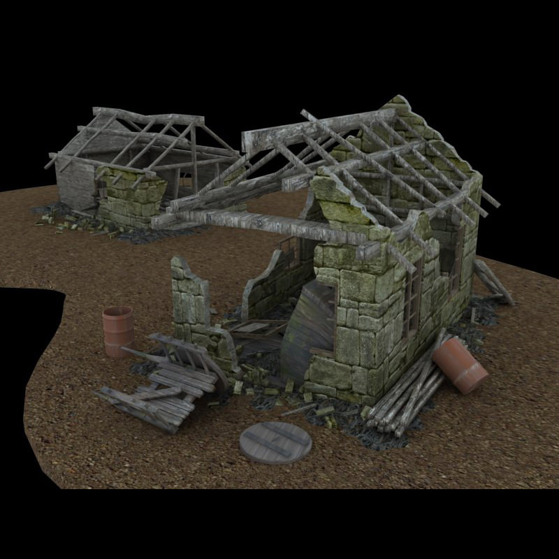 Derelict Buildings Lightwave obj 3D model_2