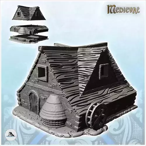 Wooden roofed mill with water wheel and floor 17 - Medieval Goth