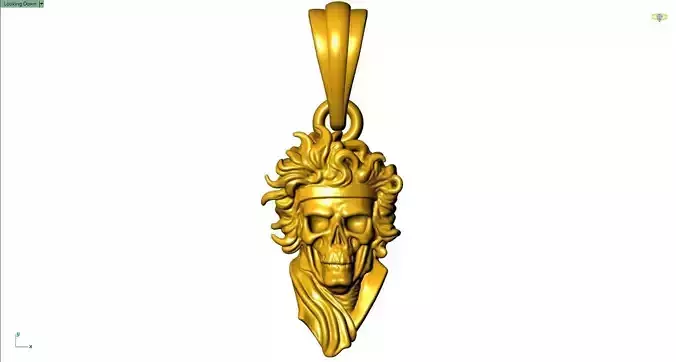 25mm Sterling Silver Jimi Hendrix Skull Pendant Model STL 3DM