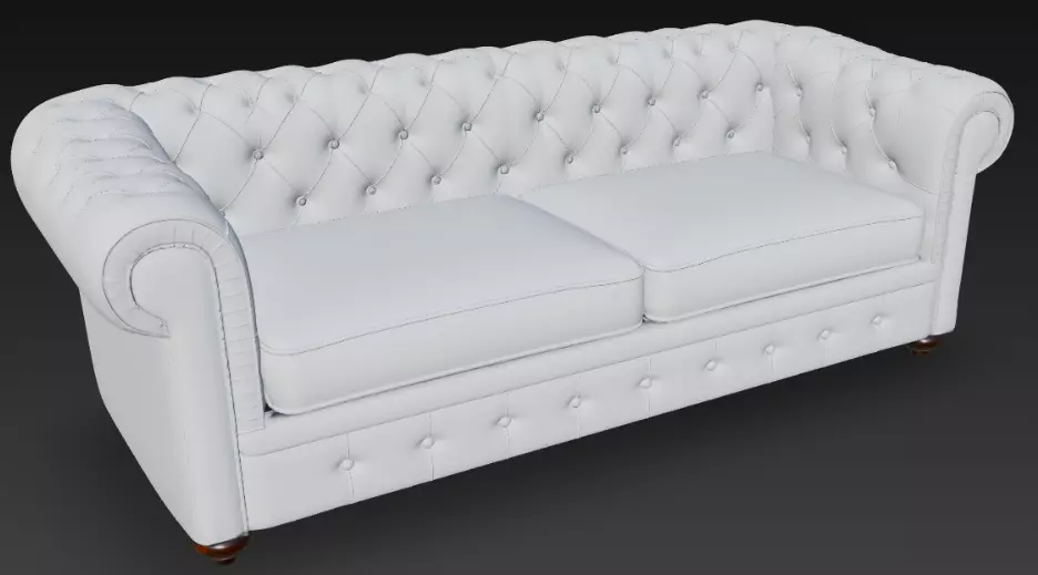 Luxurious White Chesterfield Sofa 3D Model 3D model_4