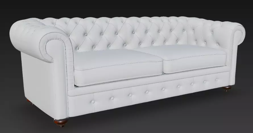 Luxurious White Chesterfield Sofa 3D Model 3D model_2