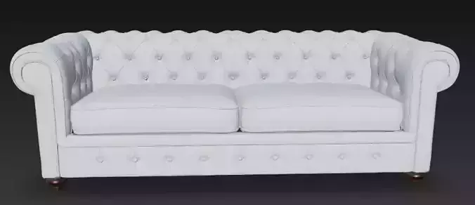 Luxurious White Chesterfield Sofa 3D Model