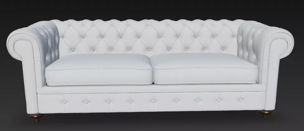 Luxurious White Chesterfield Sofa 3D Model 3D model_0