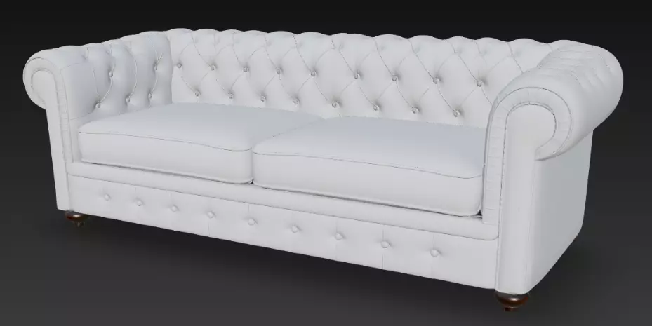 Luxurious White Chesterfield Sofa 3D Model 3D model_3