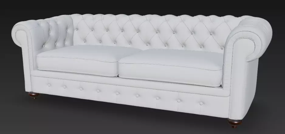 Luxurious White Chesterfield Sofa 3D Model 3D model_1