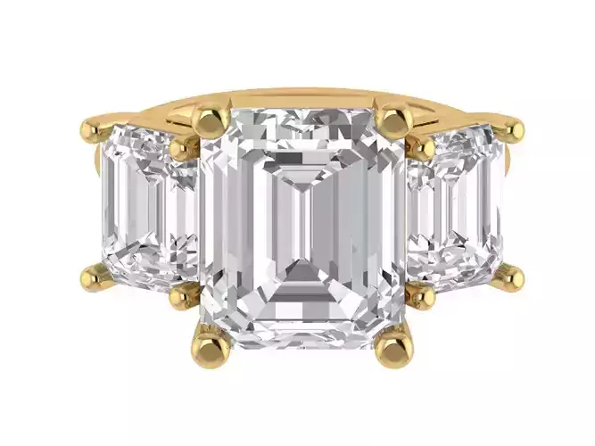 EMERALD THREE STONE RING