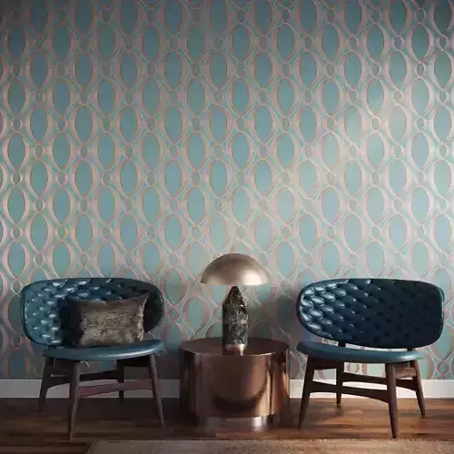 Retro Blue Geometric Loop Wallpaper 