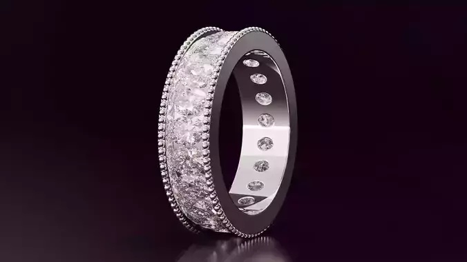 Channel Set Oval cut eternity ring with bead N02 2856CT EU54