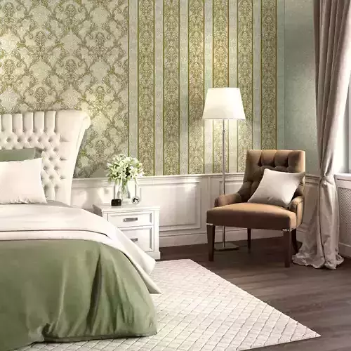 Regal Olive Damask Wallpaper