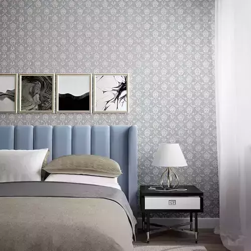 Classic Blue Damask Wallpaper 