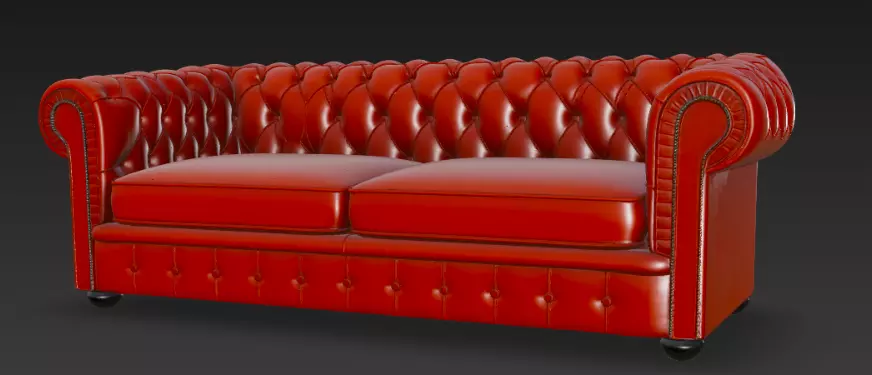 Red Chesterfield Sofa 3D Model 3D model_2