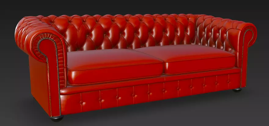 Red Chesterfield Sofa 3D Model 3D model_0