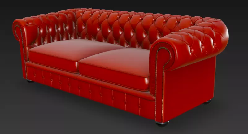 Red Chesterfield Sofa 3D Model 3D model_3