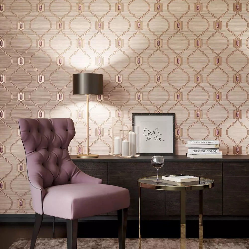 Gilded Gem Trellis Wallpaper Texture