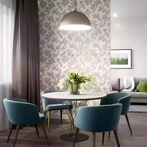 Champagne Floral Relief Wallpaper