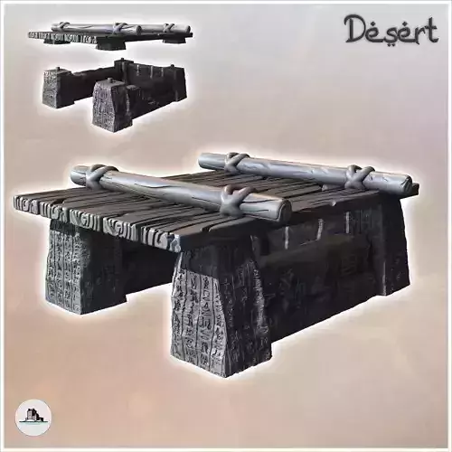 Egyptian Shelter with Hieroglyphic Inscriptions and Wooden Roof 