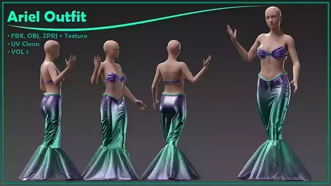Princess Ariel Outfit with texture