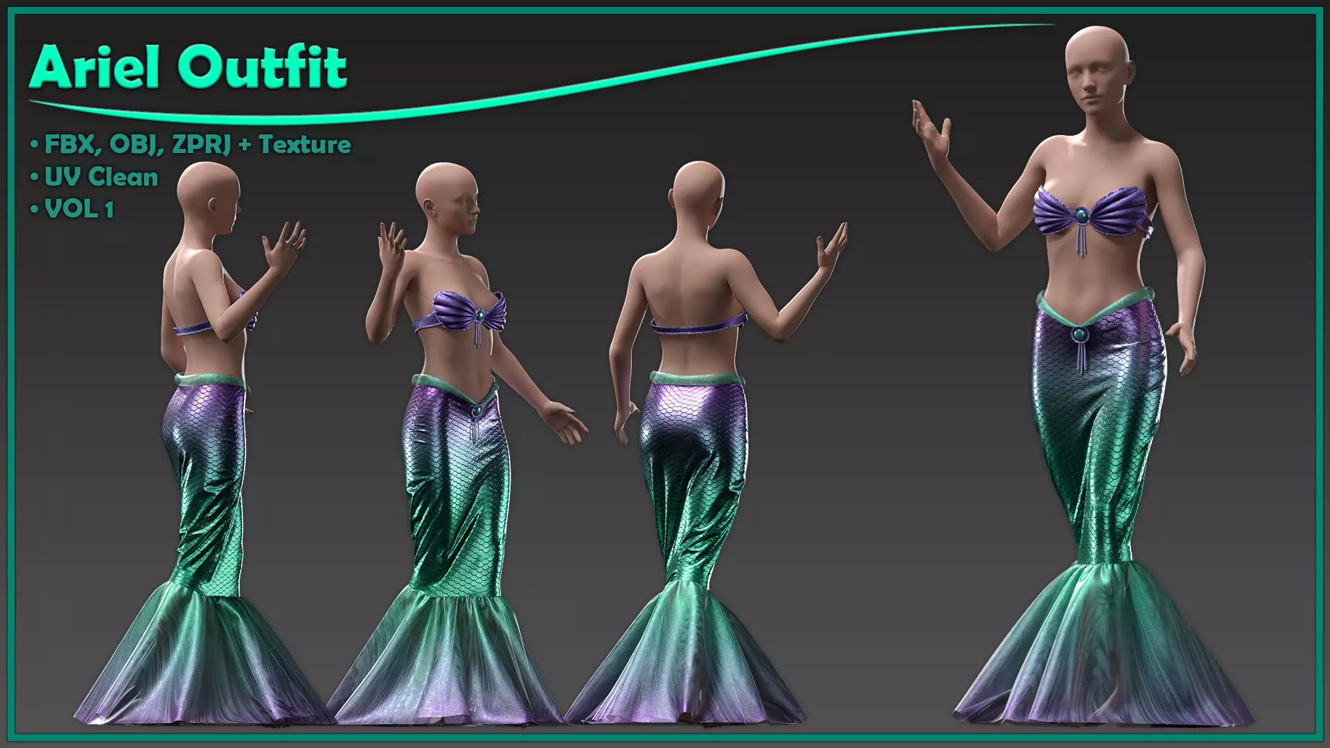 Princess Ariel Outfit with texture 3D model
