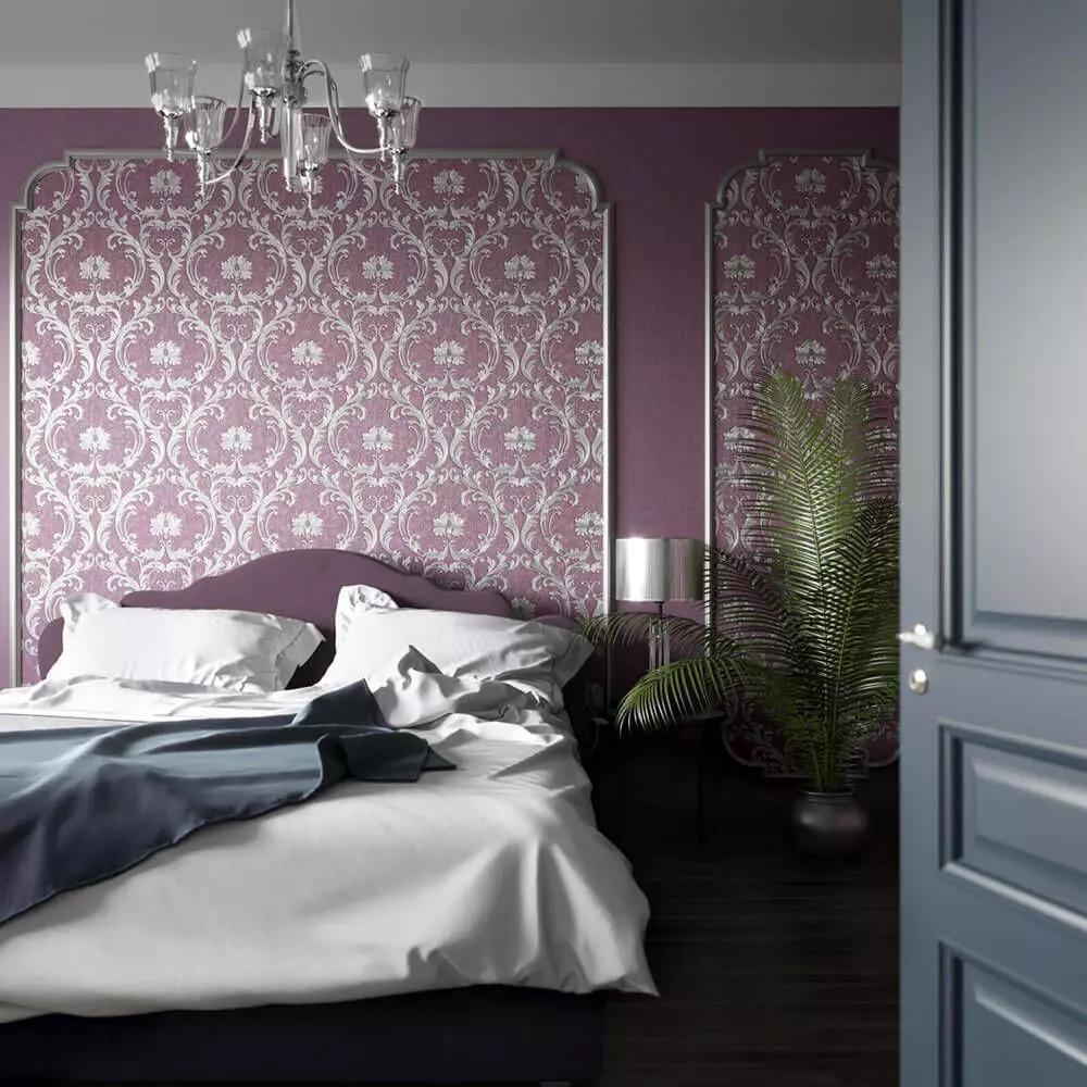 Royal Plum Damask Wallpaper Texture