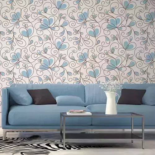 Playful Sky Blue Vines Wallpaper